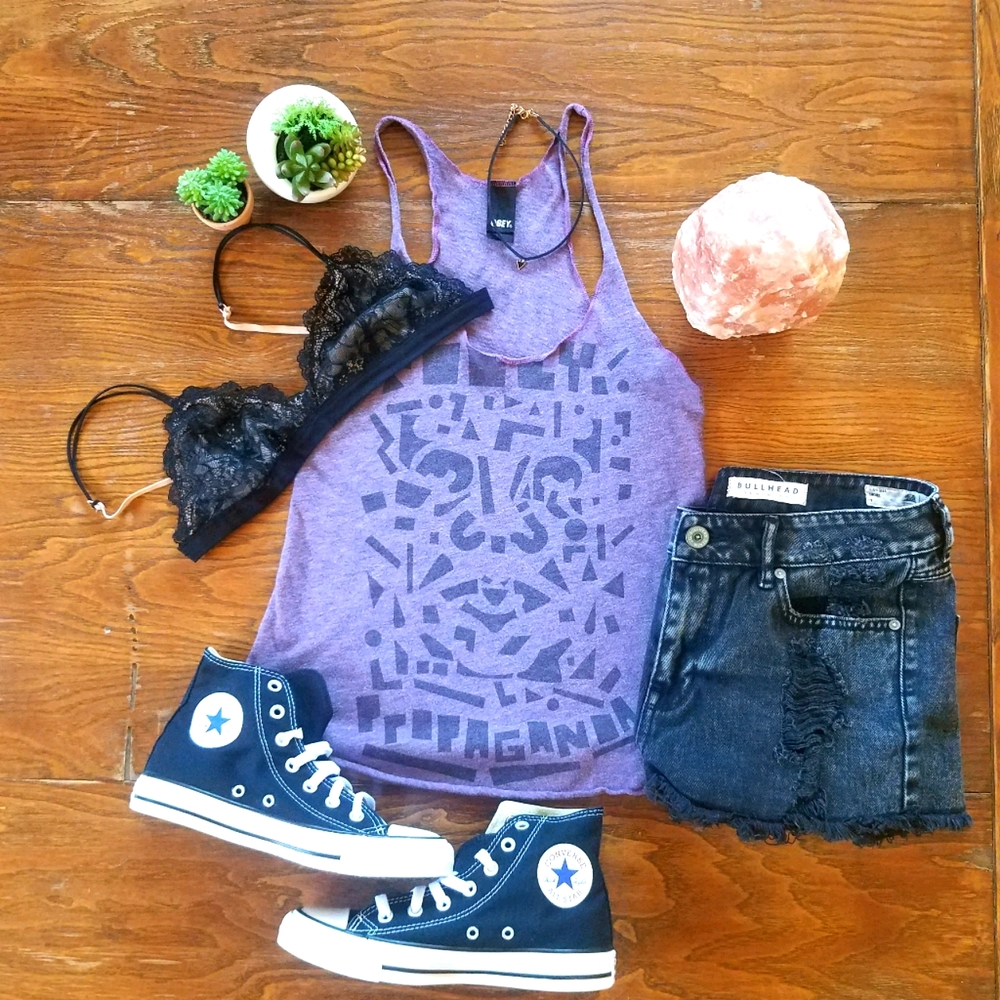 Obey Andre The Giant Heather Purple Tank Top Women
